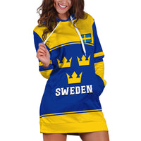(Custom Text And Number) Sweden Hockey 2023 Sporty Style Hoodie Dress - Wonder Print Shop