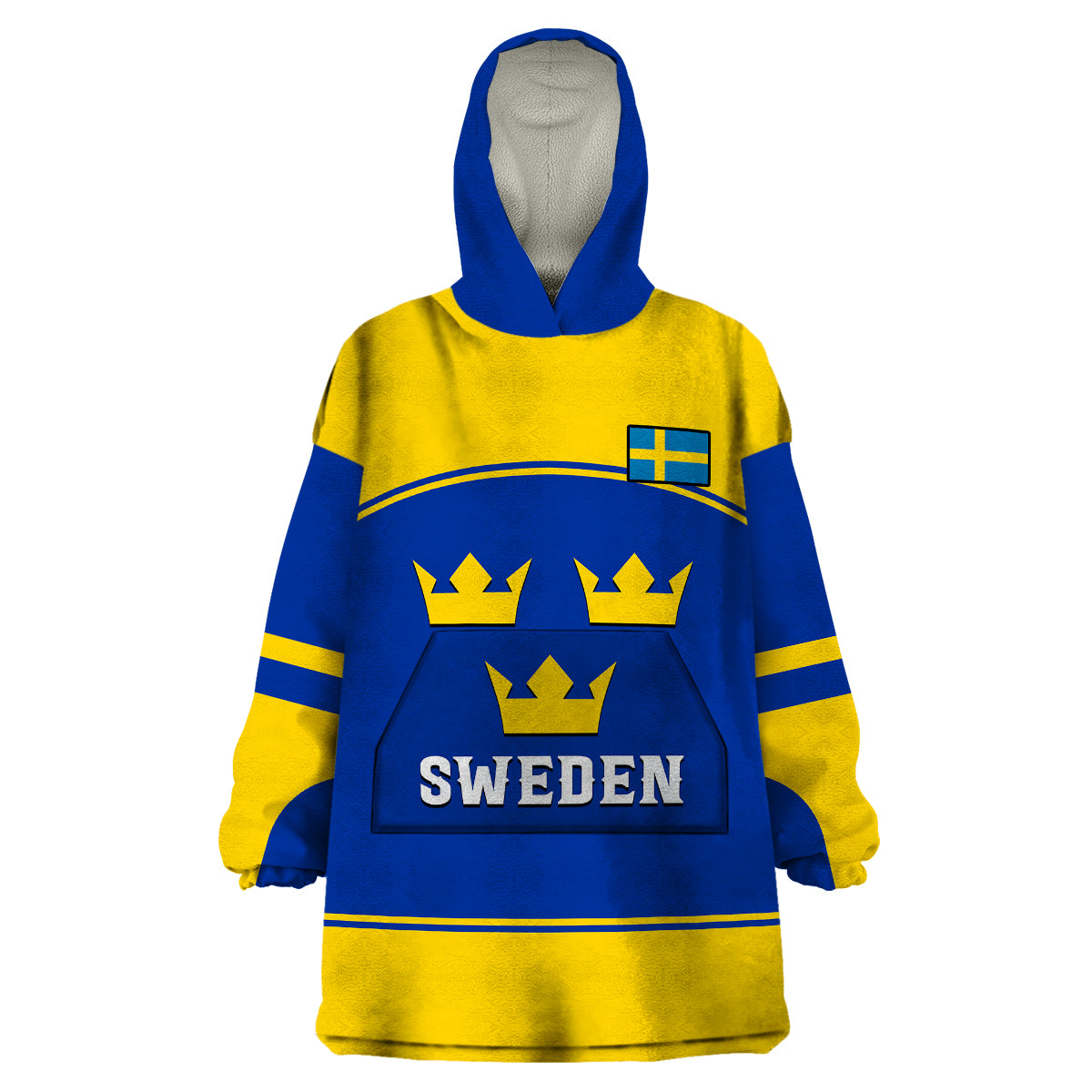 (Custom Text And Number) Sweden Hockey 2023 Sporty Style Wearable Blanket Hoodie - Wonder Print Shop