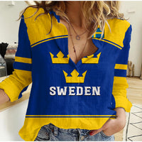(Custom Text And Number) Sweden Hockey 2023 Sporty Style Women Casual Shirt - Wonder Print Shop