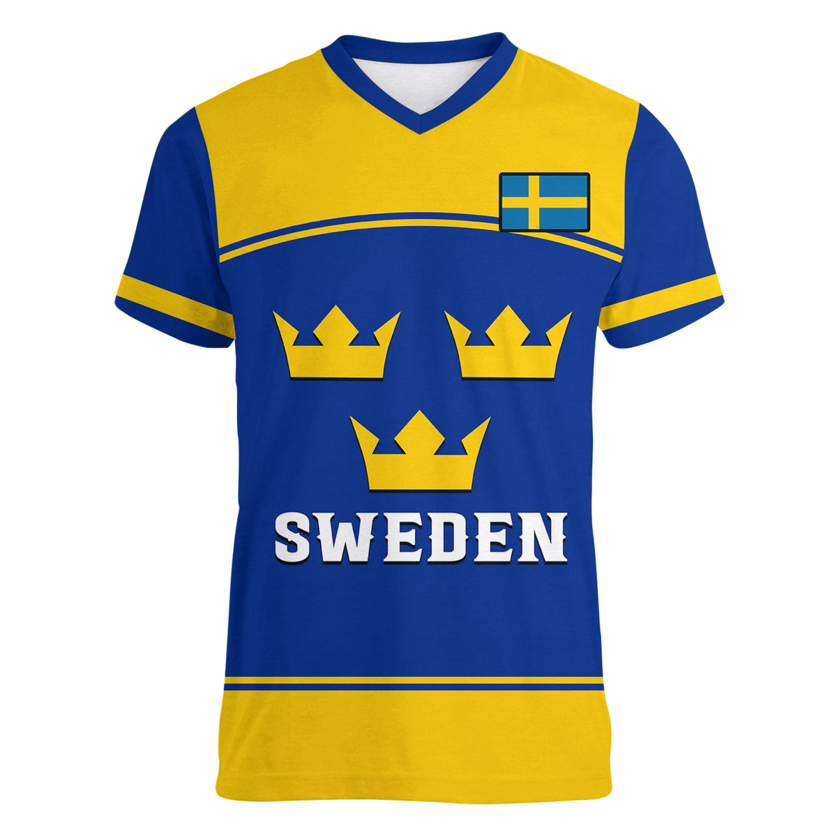 (Custom Text And Number) Sweden Hockey 2023 Sporty Style Women V Neck T Shirt - Wonder Print Shop