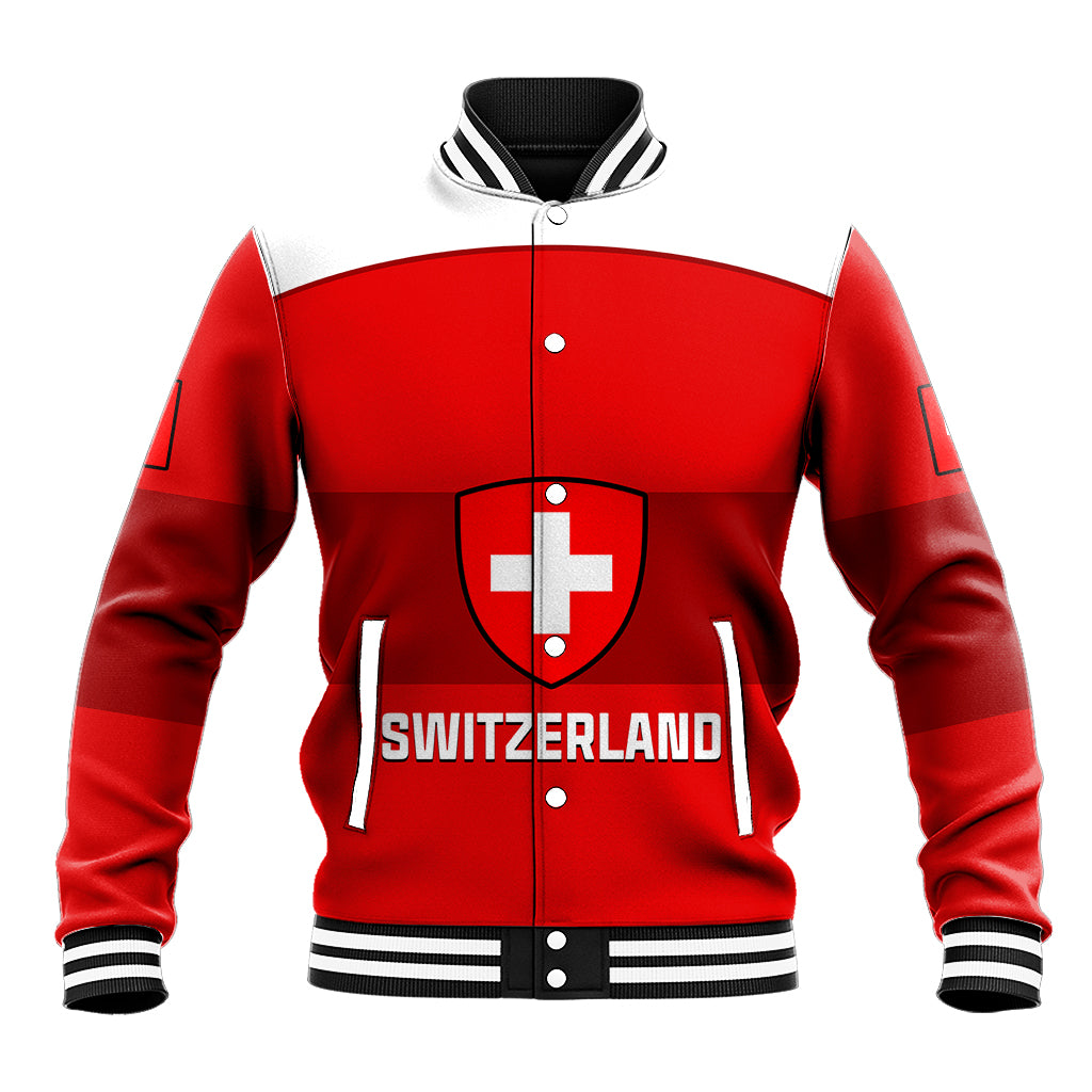 (Custom Text And Number) Switzerland Hockey 2023 Sporty Style Baseball Jacket - Wonder Print Shop