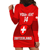 (Custom Text And Number) Switzerland Hockey 2023 Sporty Style Hoodie Dress - Wonder Print Shop
