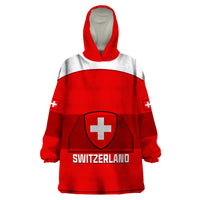 (Custom Text And Number) Switzerland Hockey 2023 Sporty Style Wearable Blanket Hoodie - Wonder Print Shop