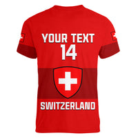 (Custom Text And Number) Switzerland Hockey 2023 Sporty Style Women V Neck T Shirt - Wonder Print Shop