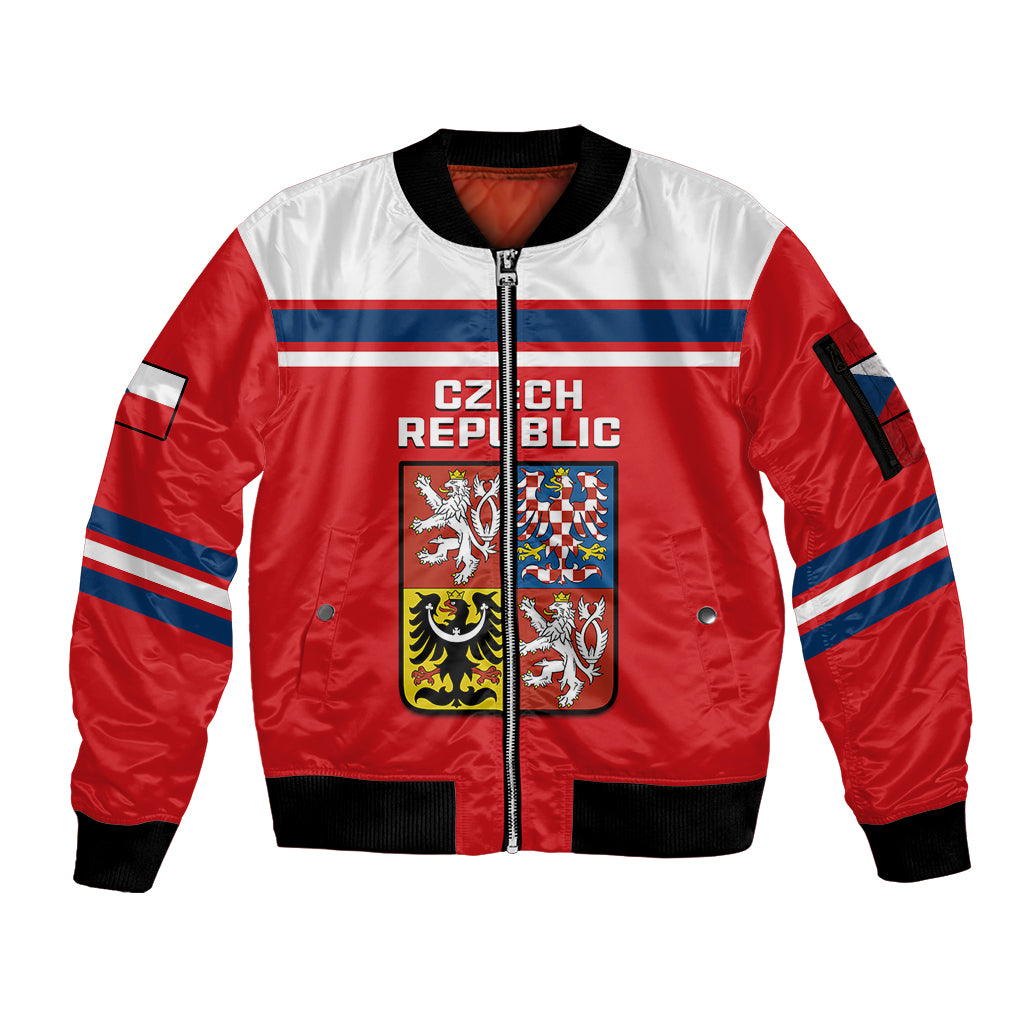 Czech Republic Hockey 2023 Sporty Style Sleeve Zip Bomber Jacket - Wonder Print Shop