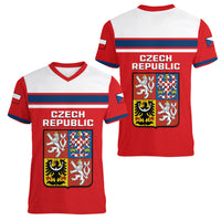Czech Republic Hockey 2023 Sporty Style Women V Neck T Shirt - Wonder Print Shop
