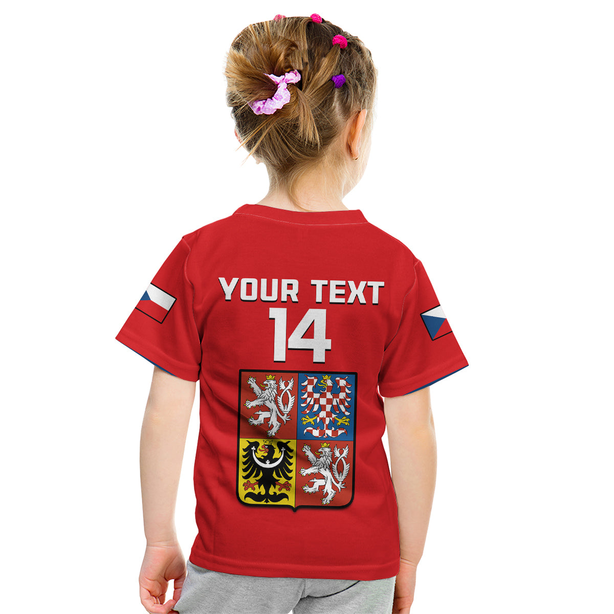 (Custom Text And Number) Czech Republic Hockey 2023 Sporty Style Kid T Shirt - Wonder Print Shop