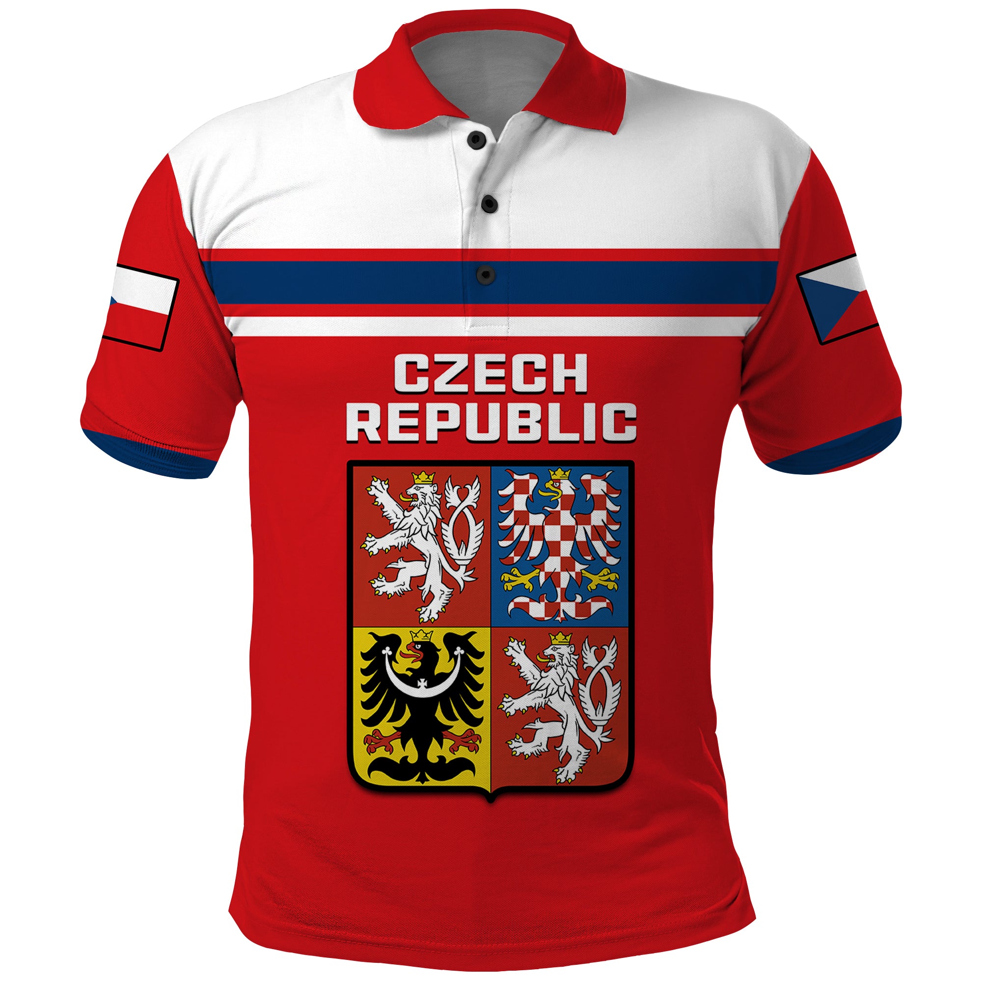 (Custom Text And Number) Czech Republic Hockey 2023 Polo Shirt Sporty Style - Wonder Print Shop
