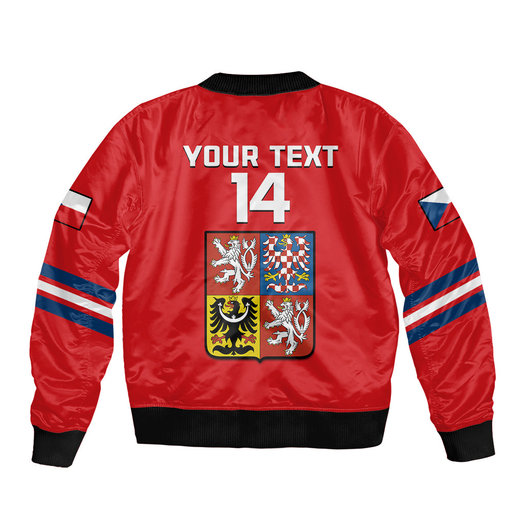 (Custom Text And Number) Czech Republic Hockey 2023 Sporty Style Sleeve Zip Bomber Jacket - Wonder Print Shop