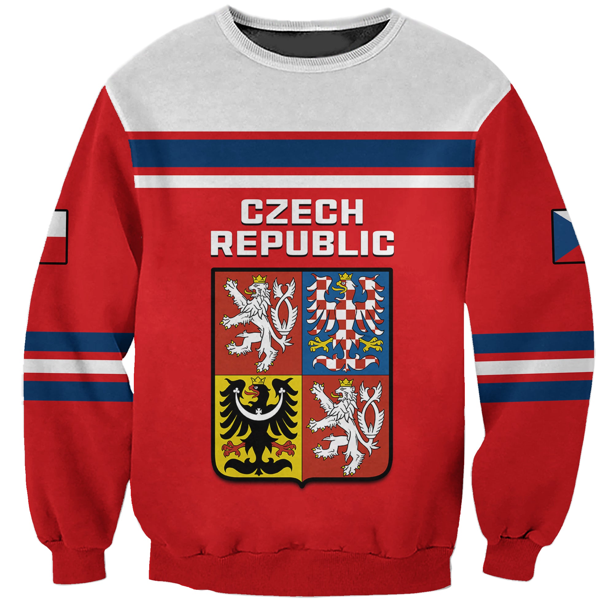 (Custom Text And Number) Czech Republic Hockey 2023 Sporty Style Sweatshirt - Wonder Print Shop