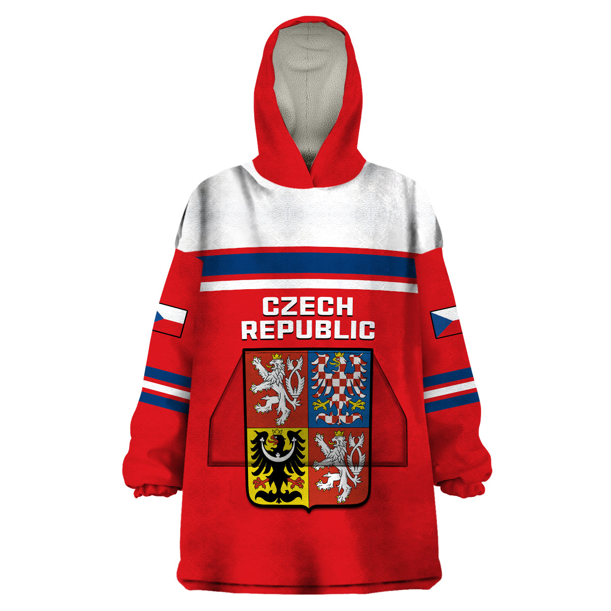 (Custom Text And Number) Czech Republic Hockey 2023 Sporty Style Wearable Blanket Hoodie - Wonder Print Shop