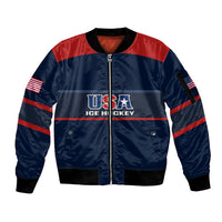 (Custom Text And Number) United States Hockey 2023 Sleeve Zip Bomber Jacket USA Sporty Style - Wonder Print Shop