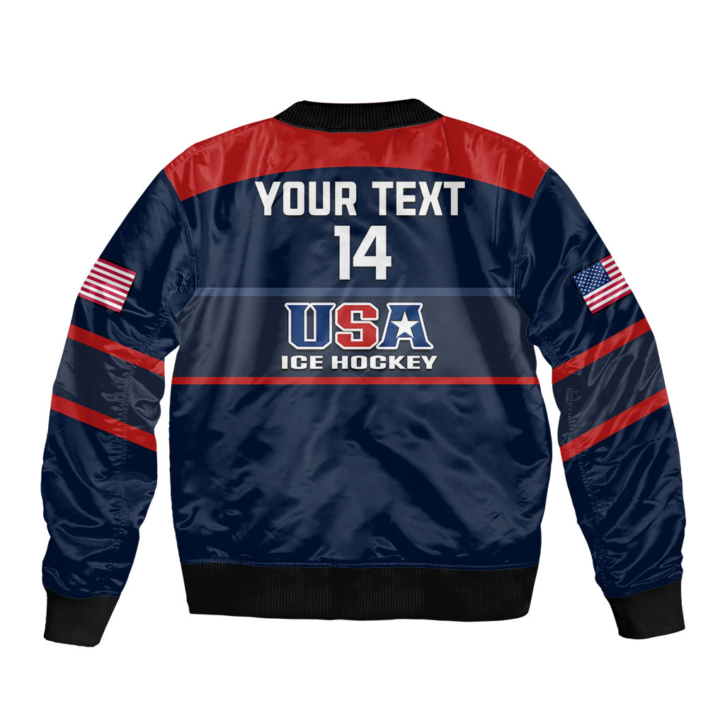 (Custom Text And Number) United States Hockey 2023 Sleeve Zip Bomber Jacket USA Sporty Style - Wonder Print Shop