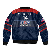 (Custom Text And Number) United States Hockey 2023 Sleeve Zip Bomber Jacket USA Sporty Style - Wonder Print Shop