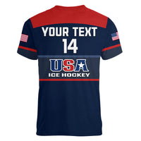 (Custom Text And Number) United States Hockey 2023 Women V Neck T Shirt USA Sporty Style - Wonder Print Shop