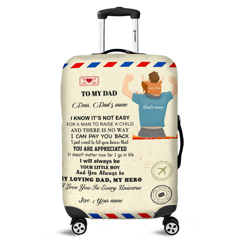 (Custom) Father Day Luggage Cover Letter From Son Simple Style NO.1 LT8 - Wonder Print Shop
