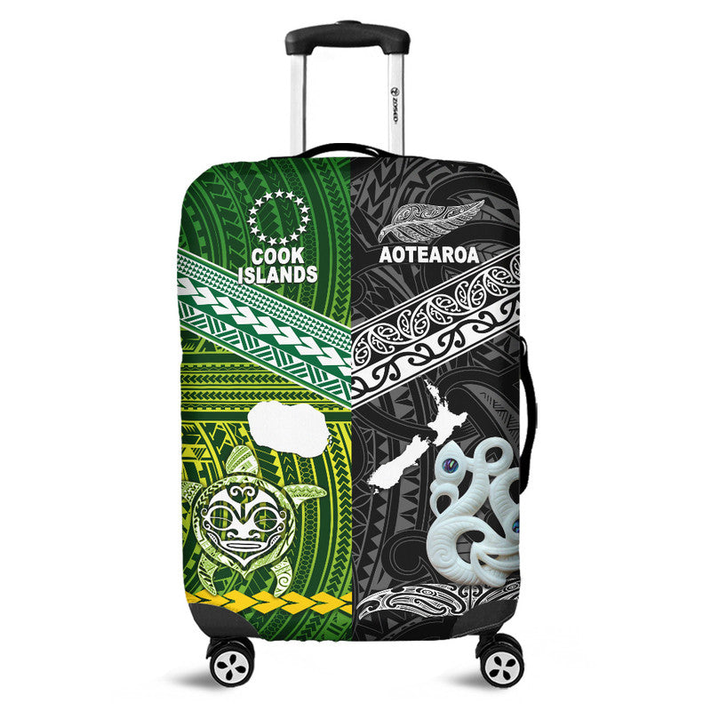 New Zealand and Cook Islands Luggage Cover Together Black LT8 - Wonder Print Shop