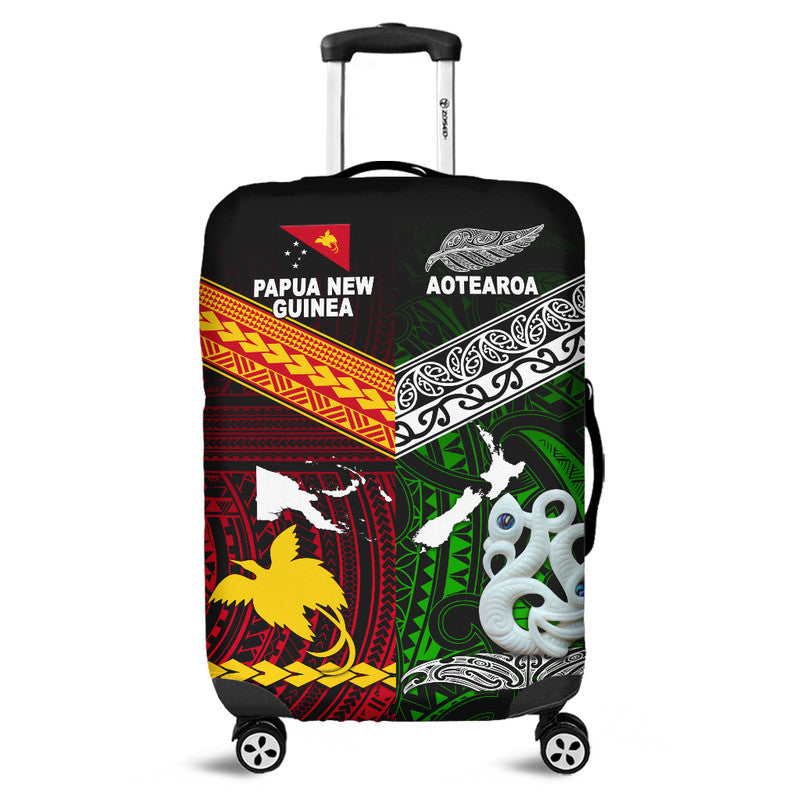 New Zealand and Papua New Guinea Luggage Cover Together Green LT8 - Wonder Print Shop