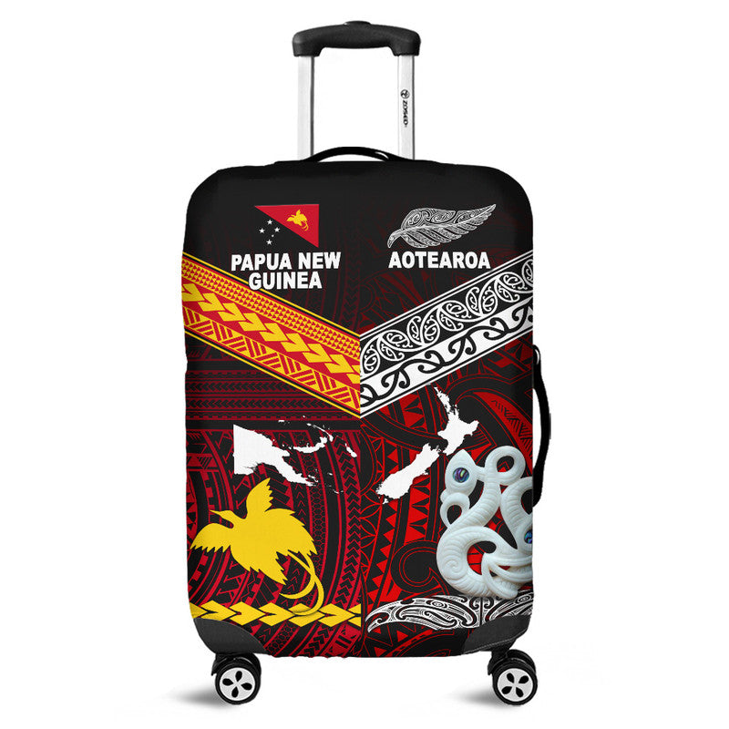 New Zealand and Papua New Guinea Luggage Cover Together Red LT8 - Wonder Print Shop
