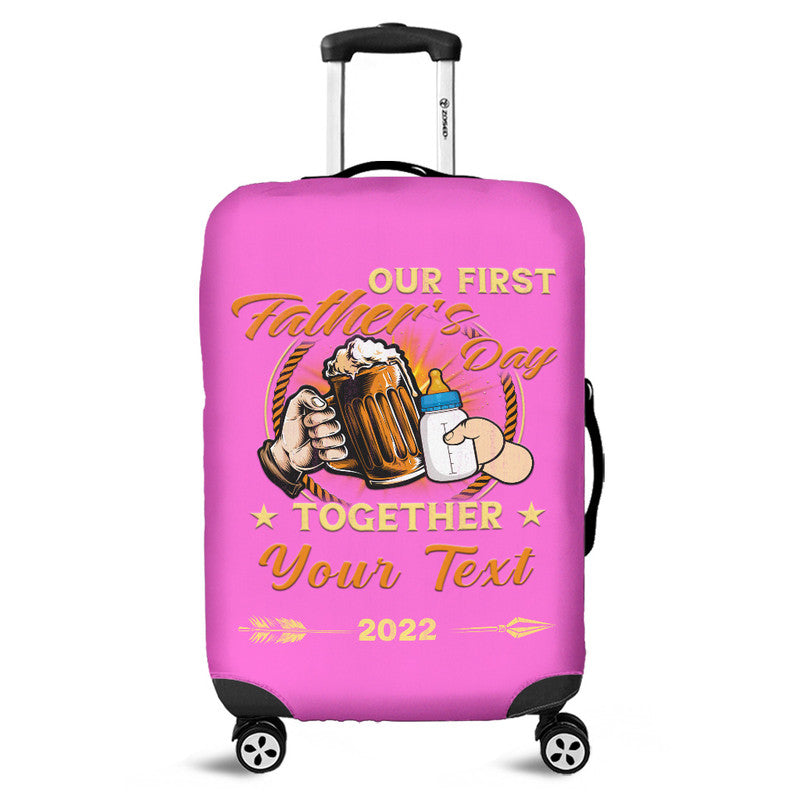 (Custom) Father Day Luggage Cover Our First Father Day Simple Style - Pink LT8 - Wonder Print Shop