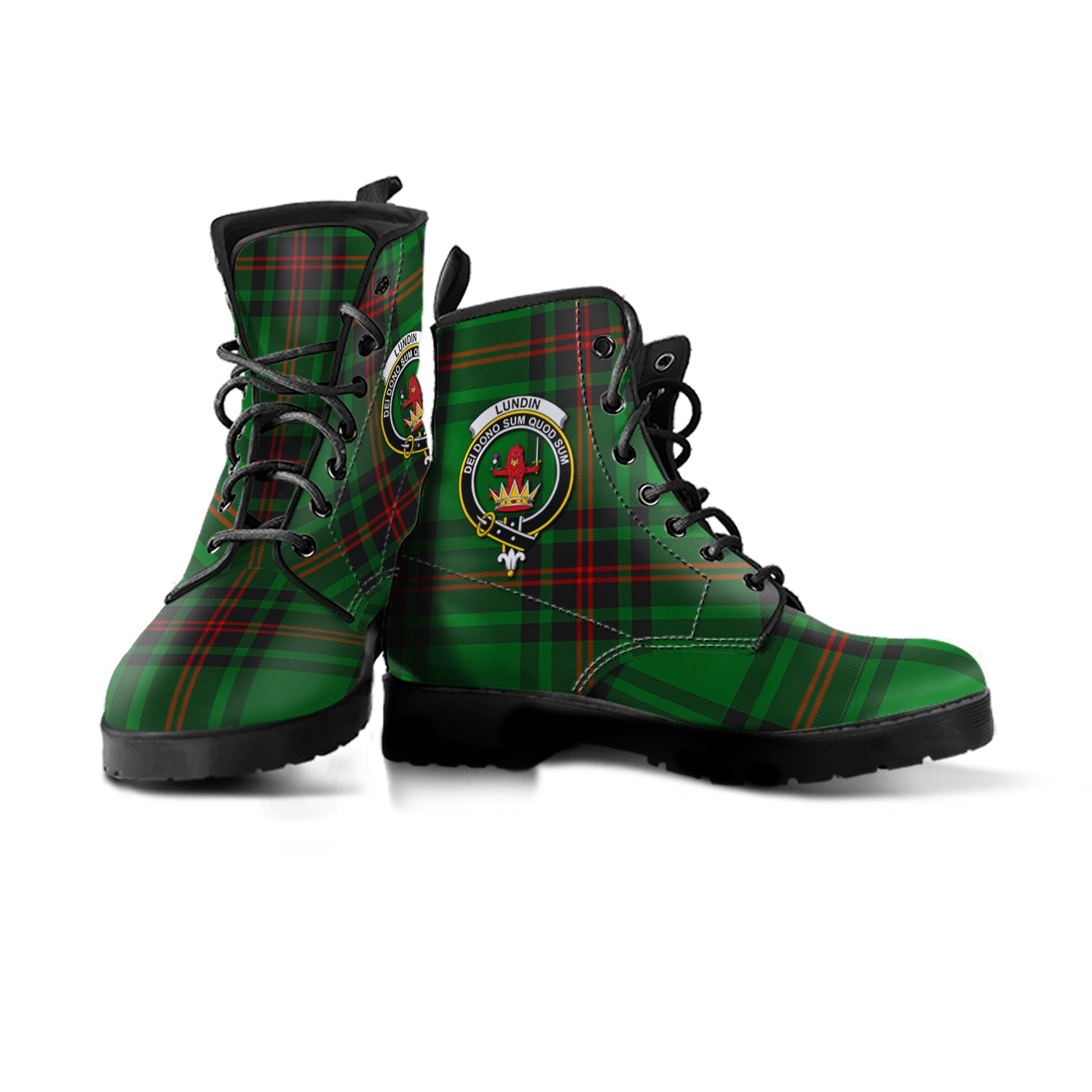 scottish-lundin-clan-crest-tartan-leather-boots