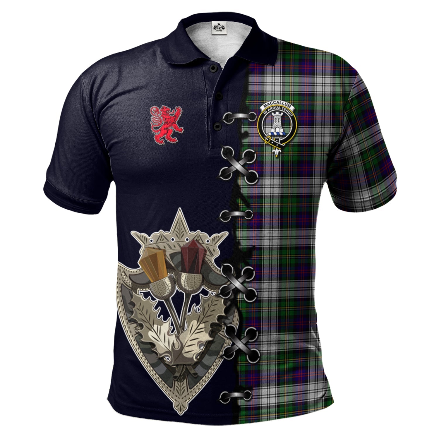 scottish-maccallum-dress-clan-crest-tartan-lion-rampant-and-celtic-thistle-polo-shirt