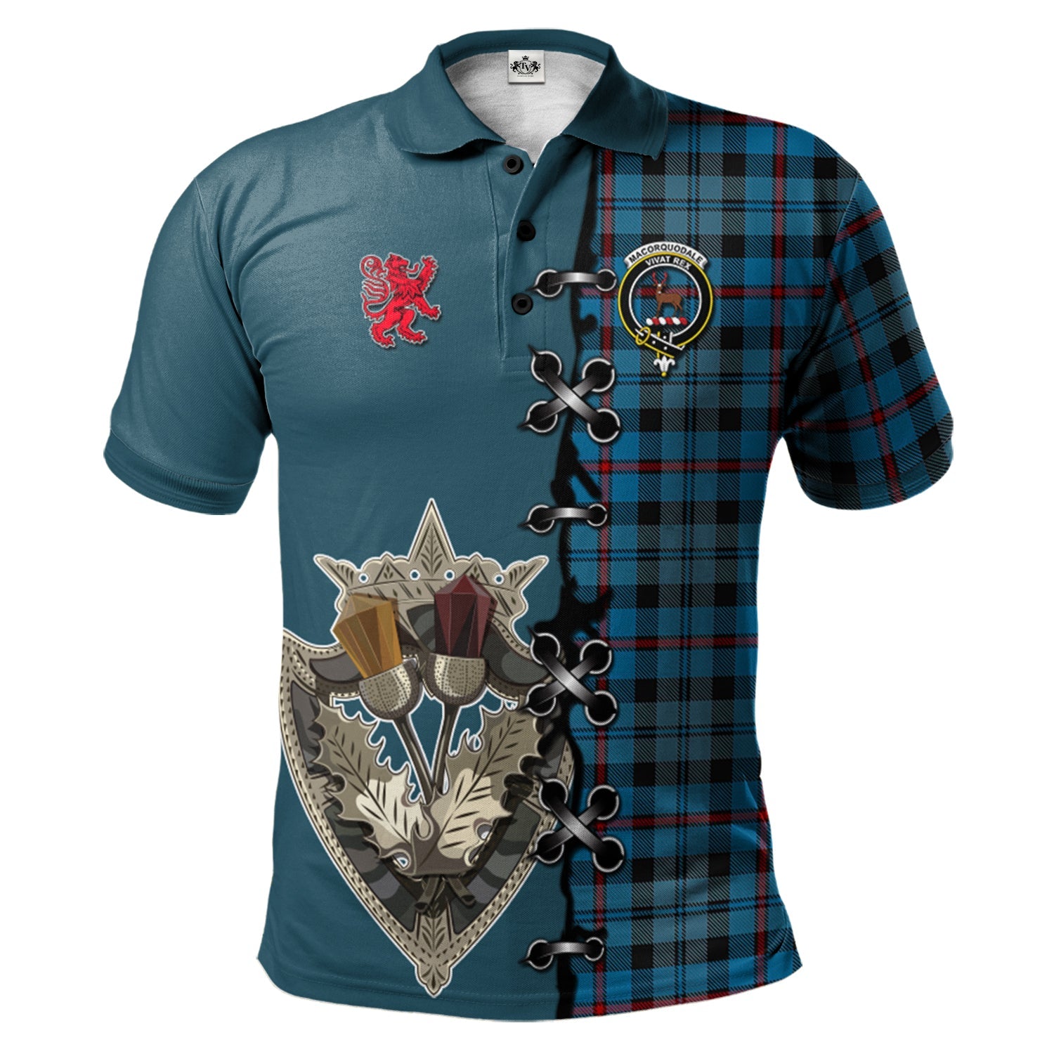 scottish-maccorquodale-clan-crest-tartan-lion-rampant-and-celtic-thistle-polo-shirt