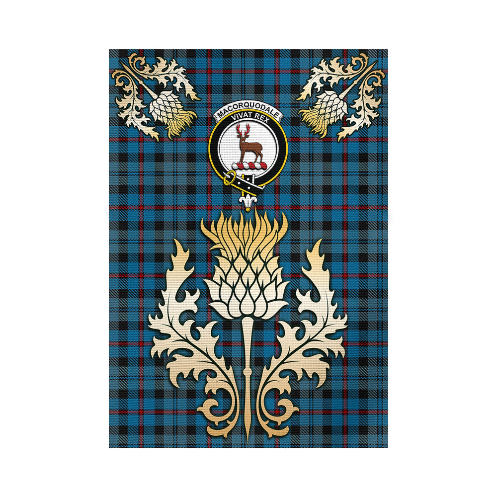 scottish-maccorquodale-clan-crest-gold-thistle-tartan-garden-flag