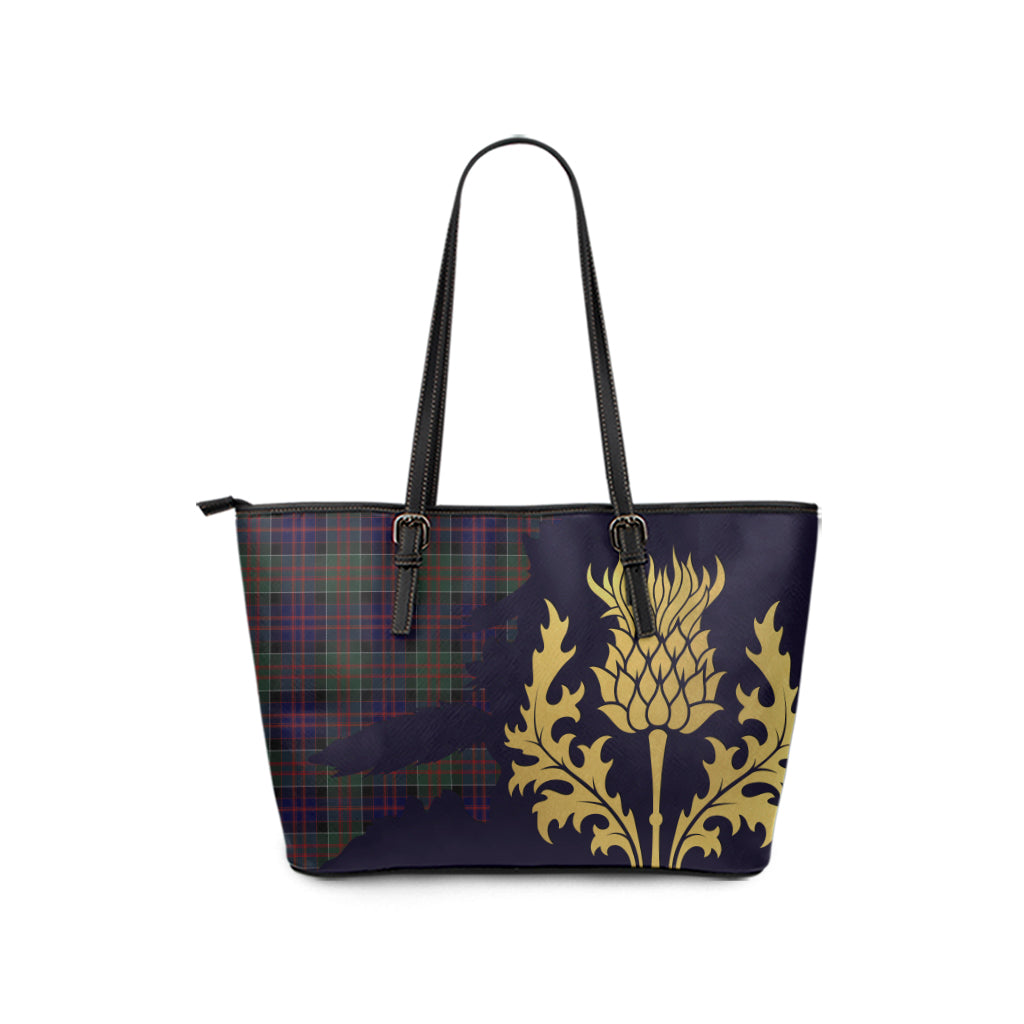 scottish-macdonald-of-clanranald-clan-tartan-golden-thistle-leather-tote-bags