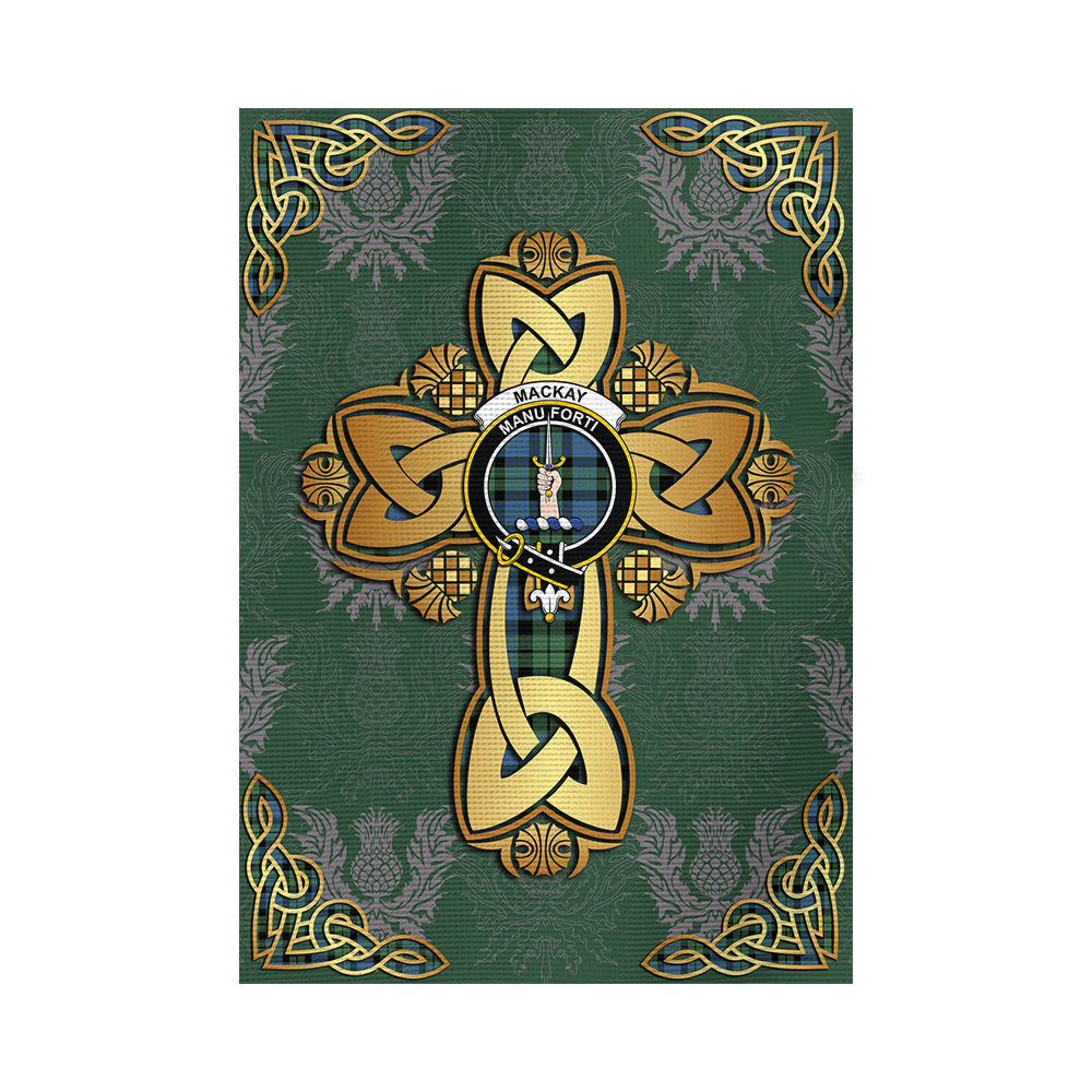 scottish-mackay-ancient-clan-crest-tartan-golden-celtic-thistle-garden-flag