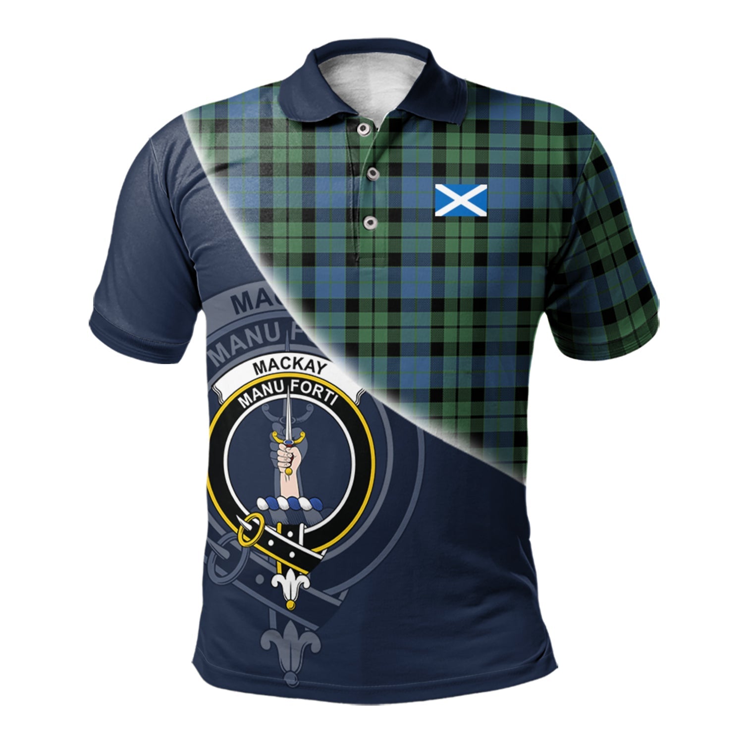 scottish-mackay-ancient-clan-crest-tartan-scotland-flag-half-style-polo-shirt