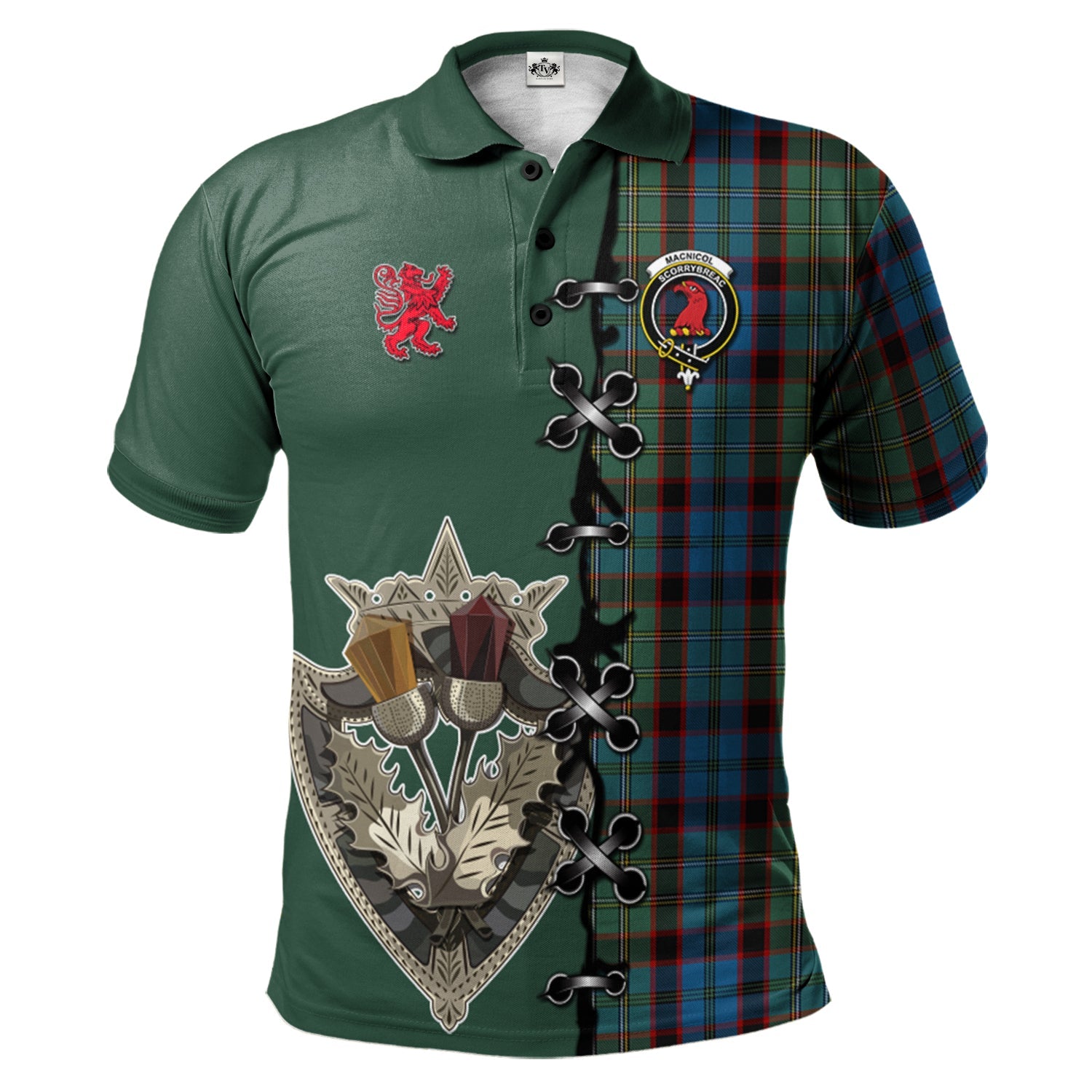 scottish-macnicol-hunting-clan-crest-tartan-lion-rampant-and-celtic-thistle-polo-shirt