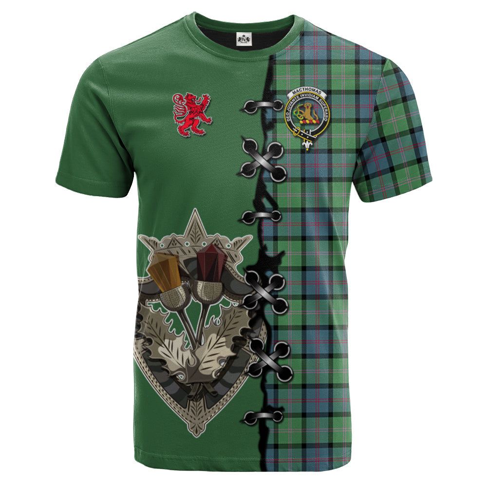 scottish-macthomas-ancient-clan-crest-tartan-lion-rampant-and-celtic-thistle-t-shirt