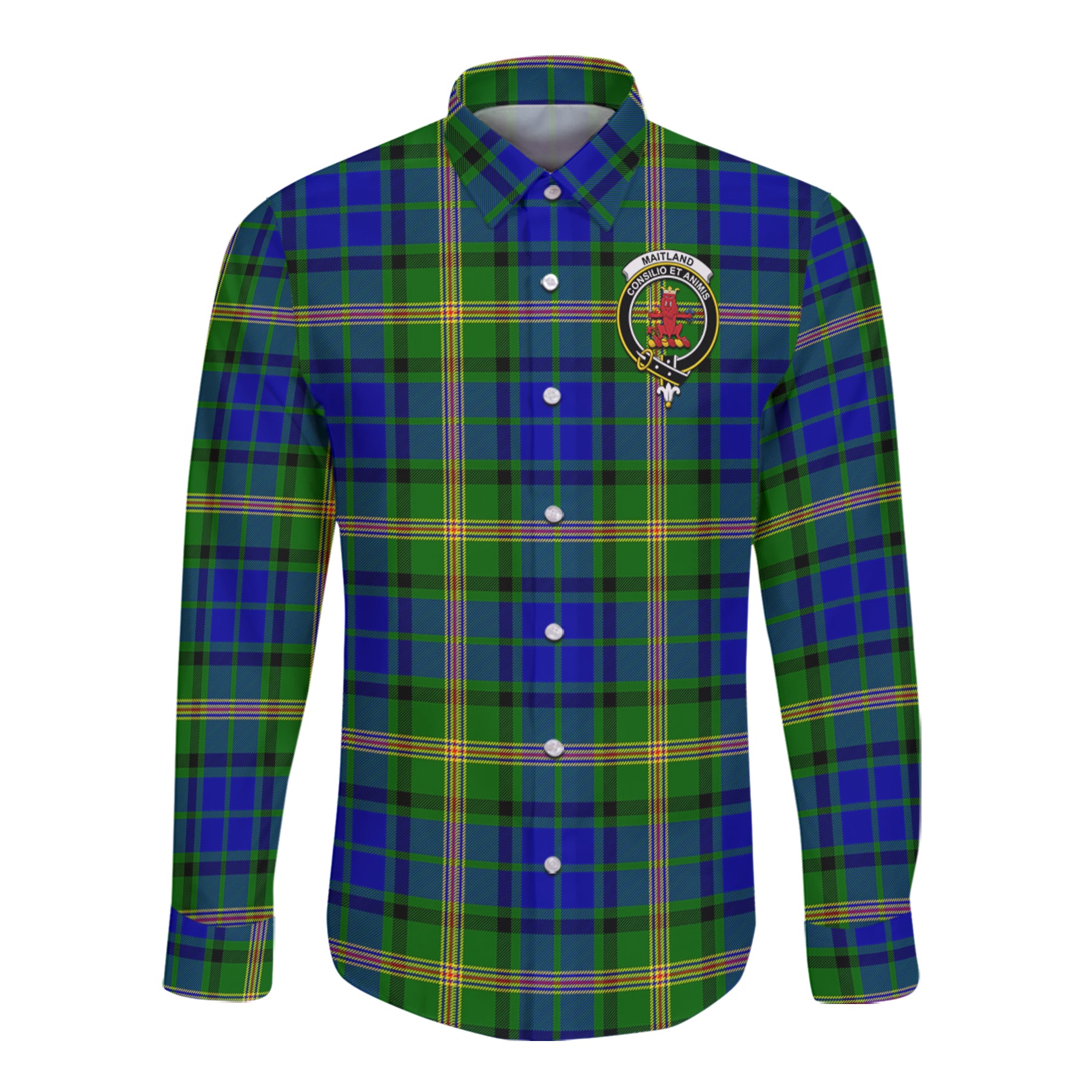 Maitland Tartan Long Sleeve Button Up Shirt with Scottish Family Crest K23