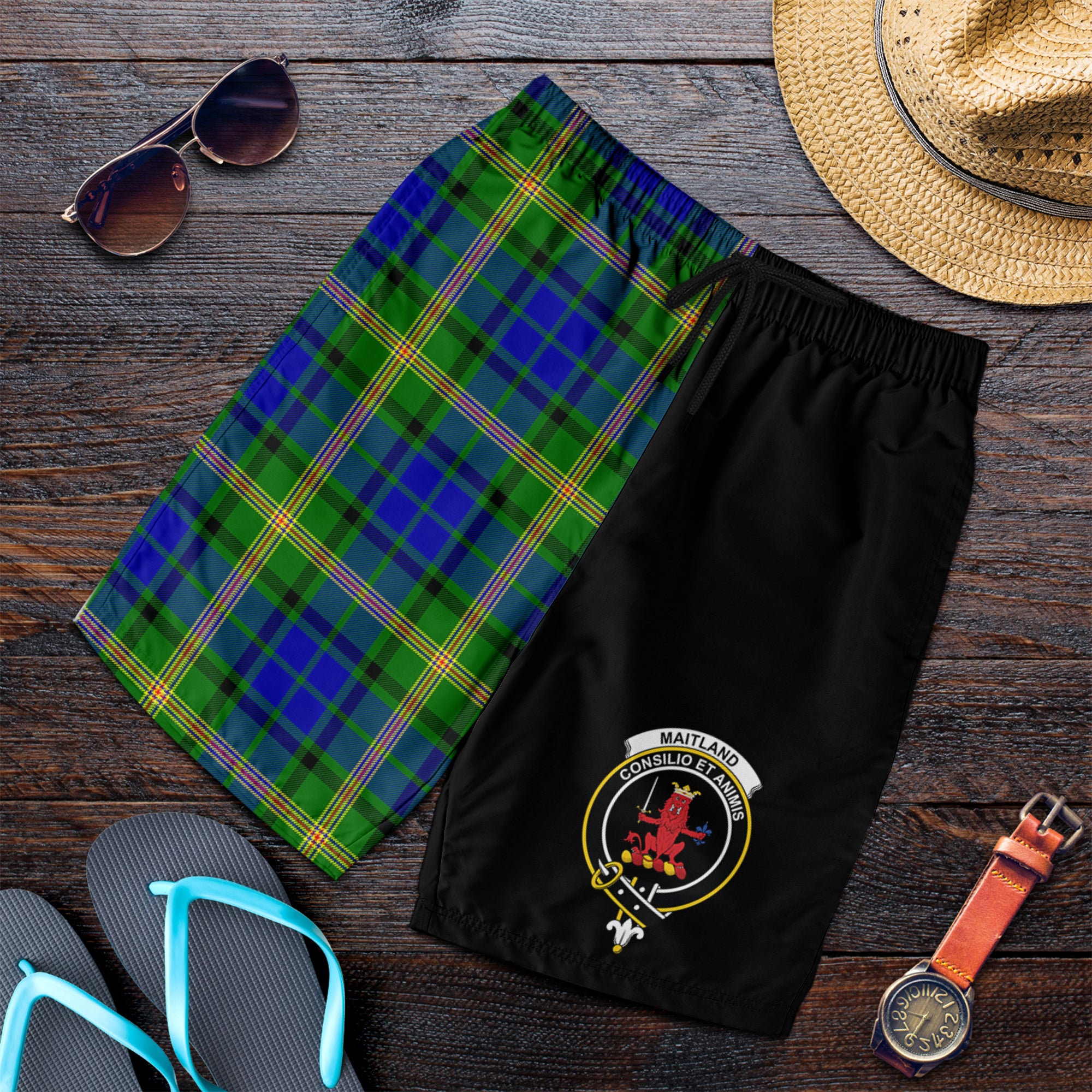 scottish-maitland-clan-crest-tartan-half-of-me-men-shorts