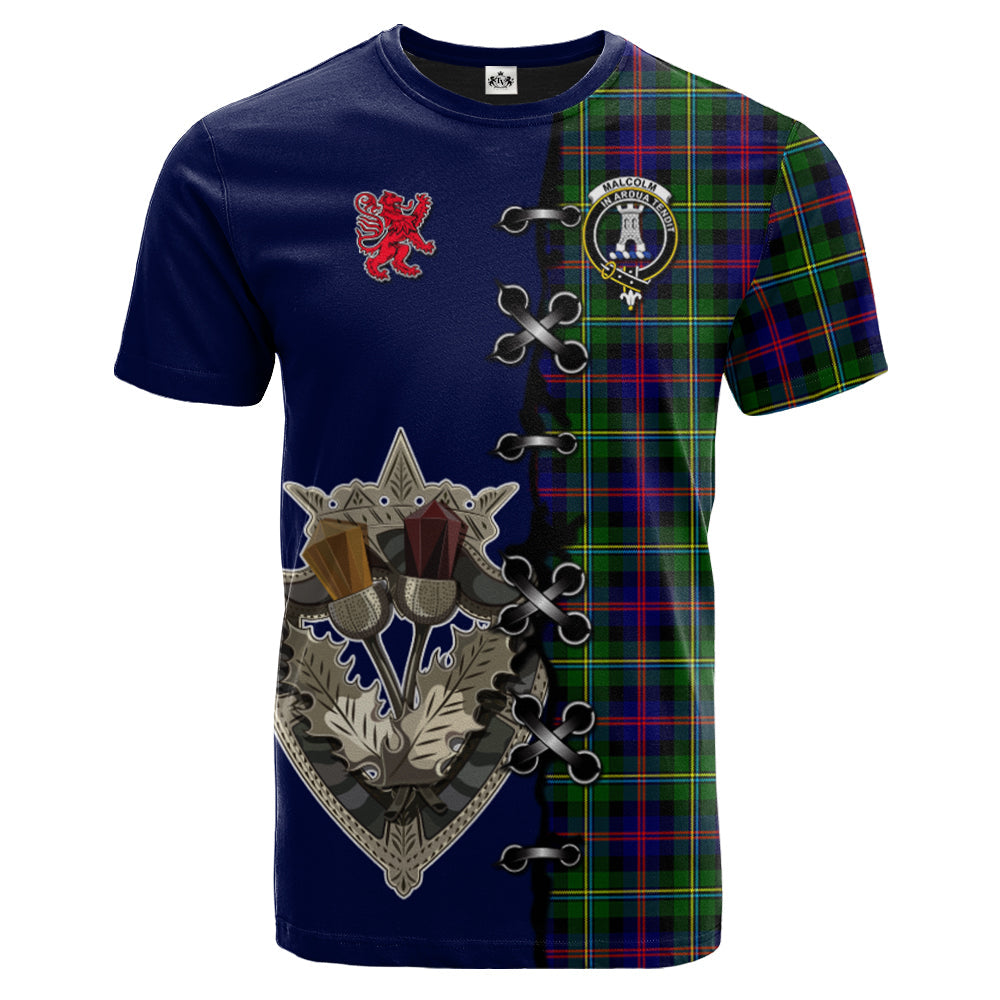 scottish-malcolm-clan-crest-tartan-lion-rampant-and-celtic-thistle-t-shirt