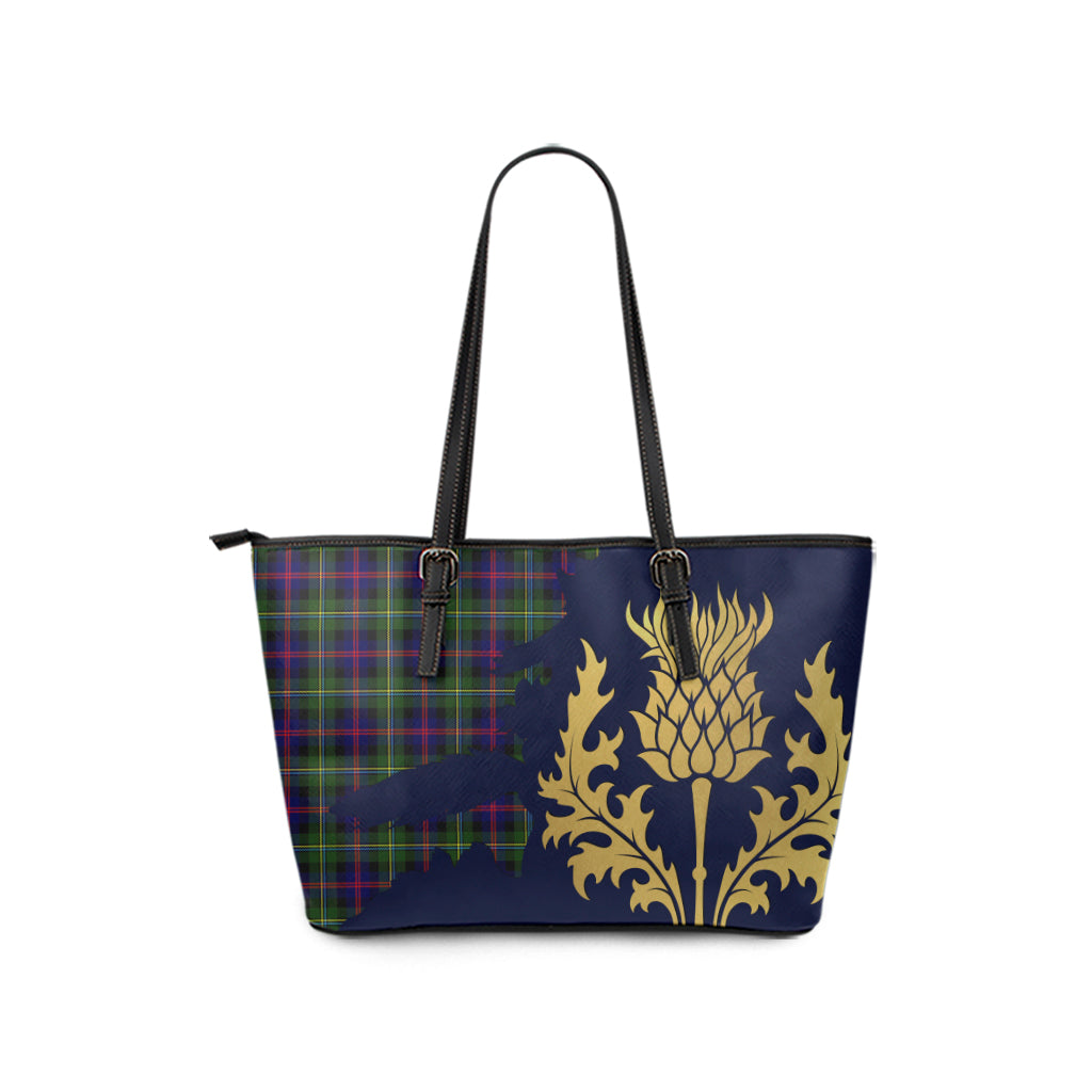 scottish-malcolm-clan-tartan-golden-thistle-leather-tote-bags