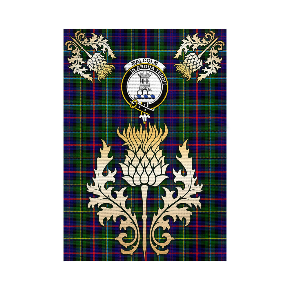 scottish-malcolm-clan-crest-gold-thistle-tartan-garden-flag
