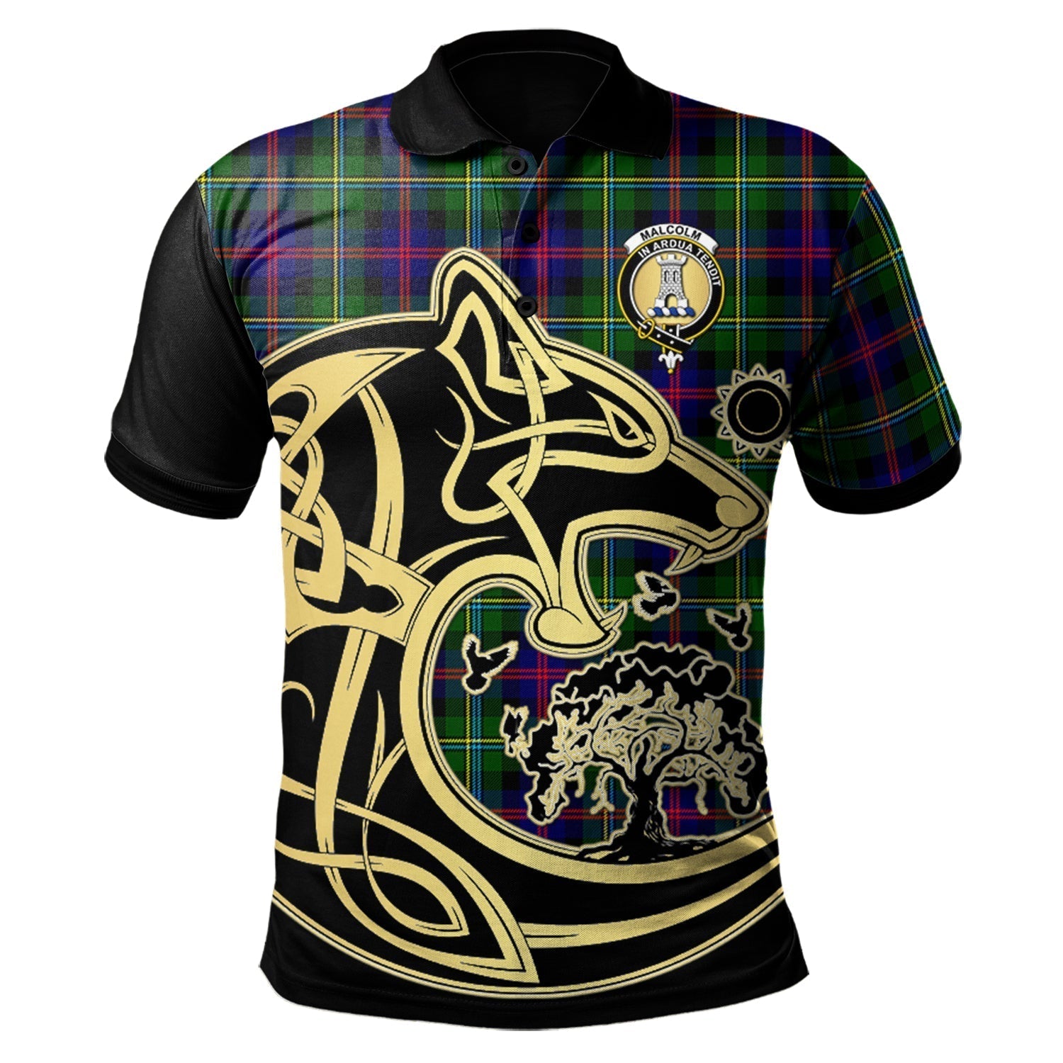 scottish-malcolm-clan-crest-tartan-celtic-wolf-style-polo-shirt