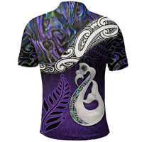 New Zealand Maori Polo Shirt Manaia Paua Shell Glitter Purple LT4 - Wonder Print Shop