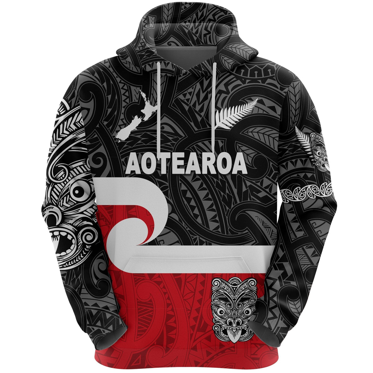 Custom Maori Aotearoa Haka Hoodie New Zealand Simple, Custom Text And Number LT8 - Wonder Print Shop