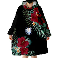 Marshall Islands Marshall Islands Coat Of Arms Hibiscus Palm Leaves Wearable Blanket Hoodie - Wonder Print Shop