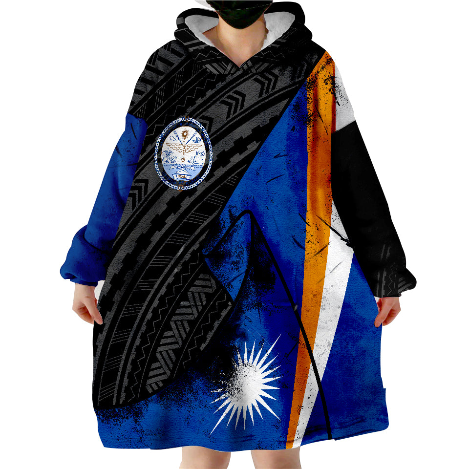 Marshall Islands Marshall Islands Flag Seal Grunge Special Wearable Blanket Hoodie - Wonder Print Shop