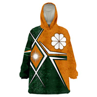 Marshall Islands - Marshall Islands Flag with Polynesian Patterns Green Wearable Blanket Hoodie - Wonder Print Shop