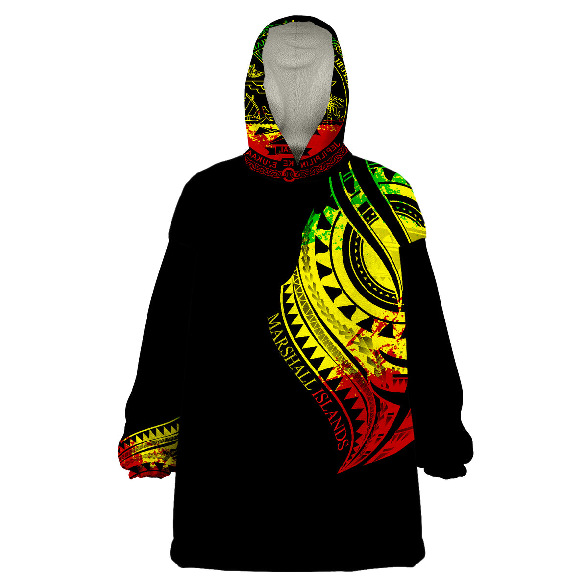 Marshall Islands - Marshall Tatau Reggae Patterns Wearable Blanket Hoodie - Wonder Print Shop