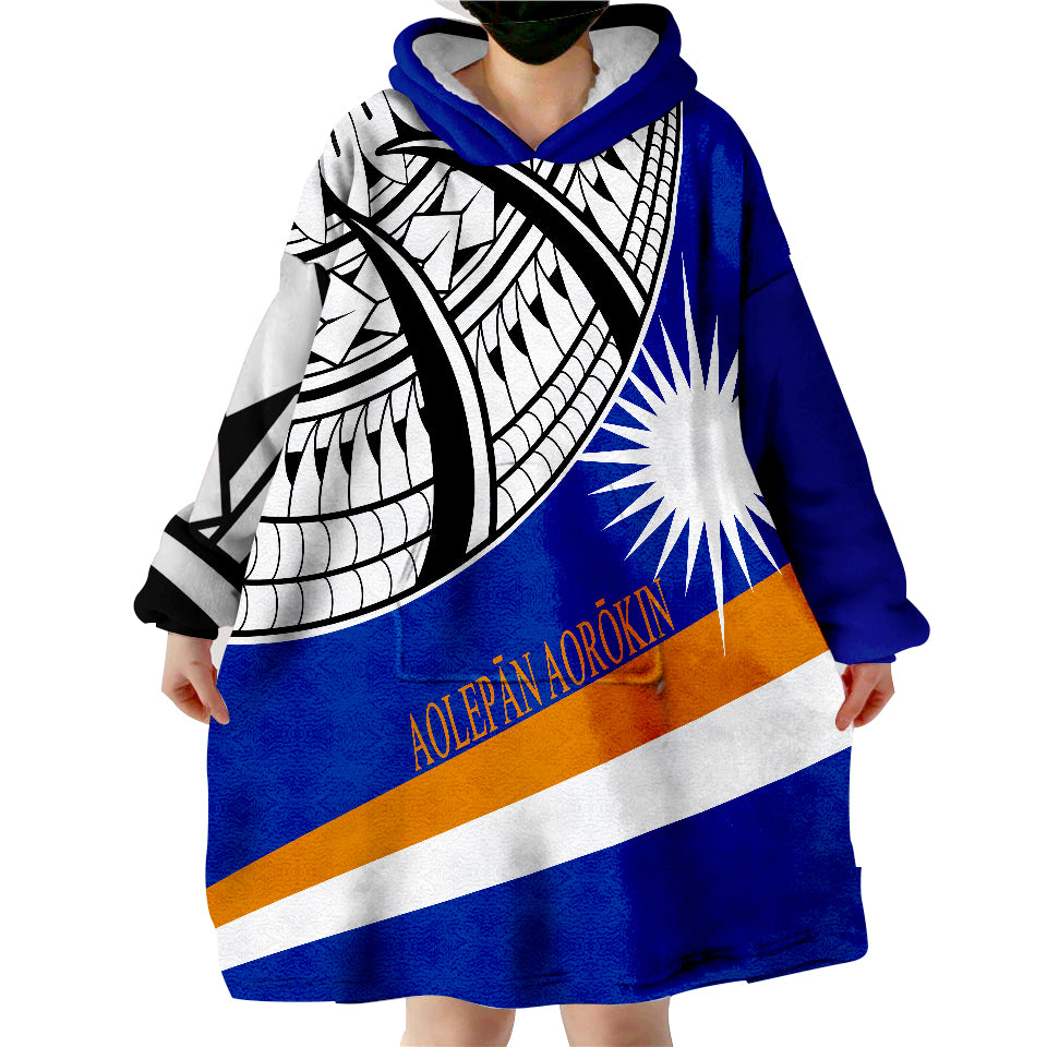 Marshall Islands - Marshallese Flag Classic Wearable Blanket Hoodie - Wonder Print Shop