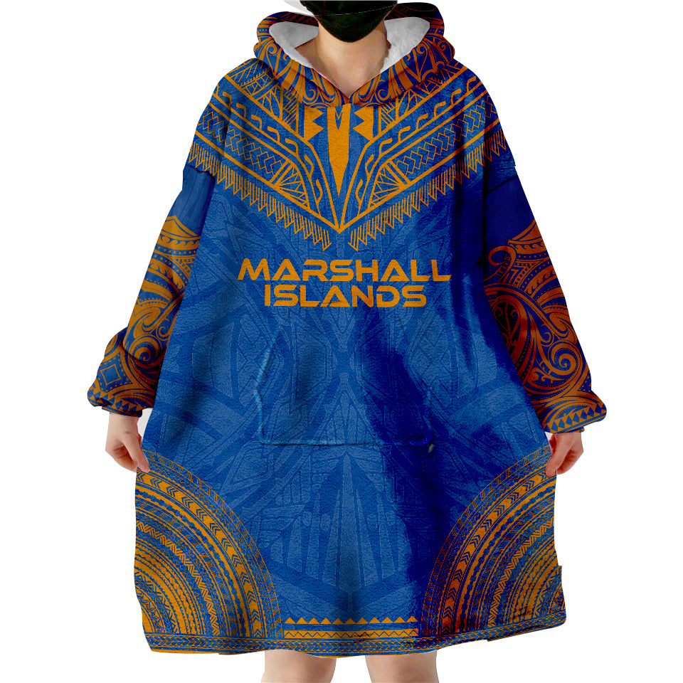 Marshall Islands Polynesian Chief Flag Version Wearable Blanket Hoodie - Wonder Print Shop
