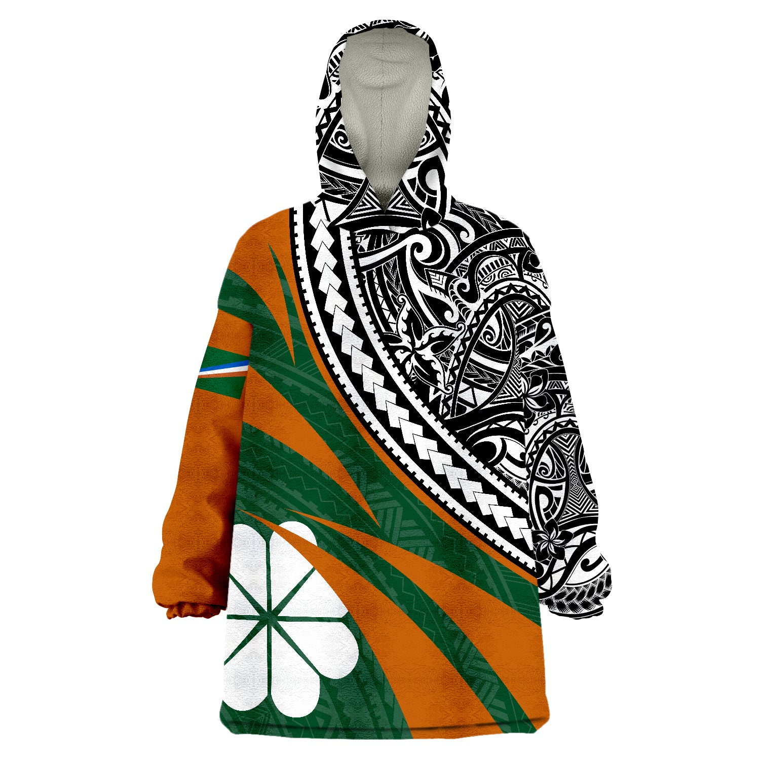Marshall Islands Polynesian - Kwajalein Atoll Floral Pattern Wearable Blanket Hoodie - Wonder Print Shop