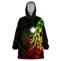 Marshall Islands Polynesian Pattern Style Reggae Color Wearable Blanket Hoodie - Wonder Print Shop