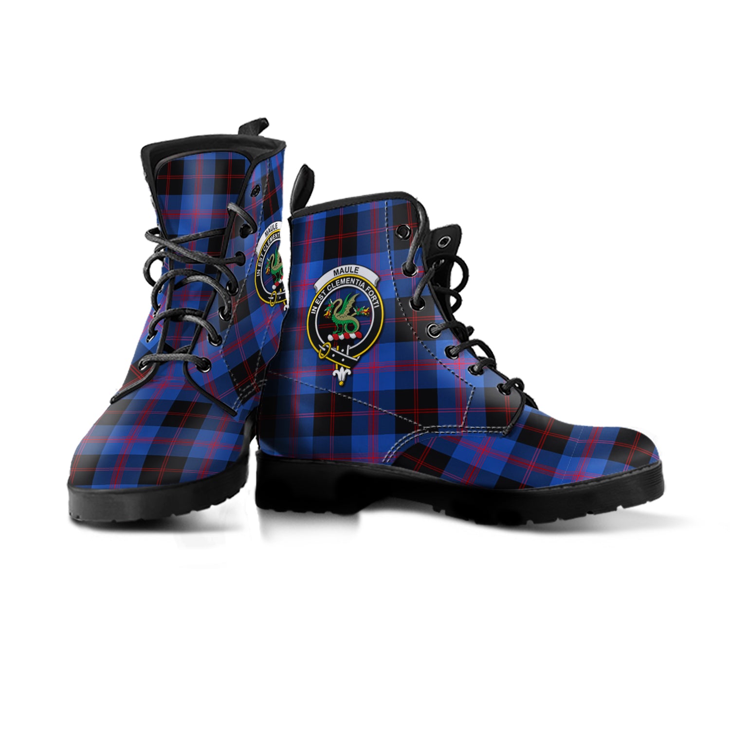 scottish-maule-clan-crest-tartan-leather-boots